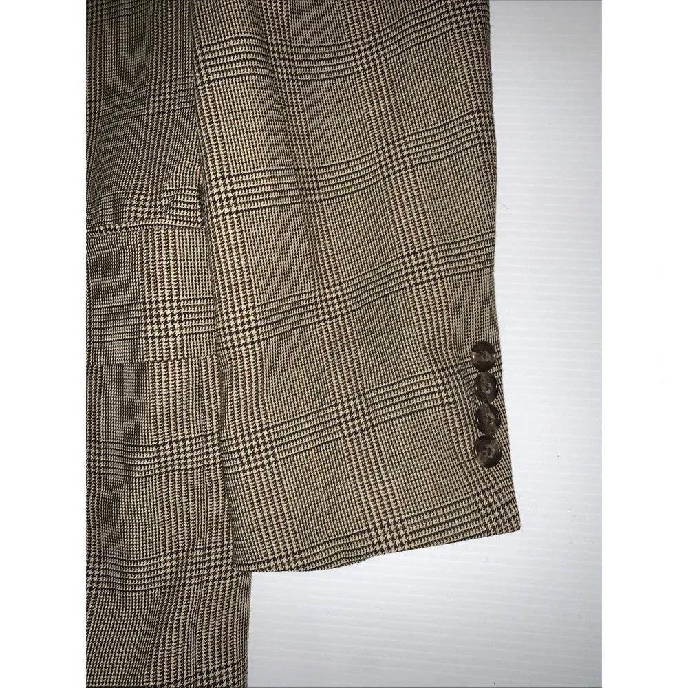 VTG Oscar De La Renta Men's 38S Glen Plaid Wool Sport Coat Lined Blazer Preppy